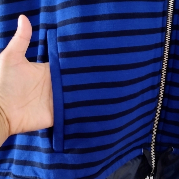Chico's Cobalt Blue Soft Zenergy Zip Up Jacket XL Striped Athleisure Lounge - Picture 8 of 15